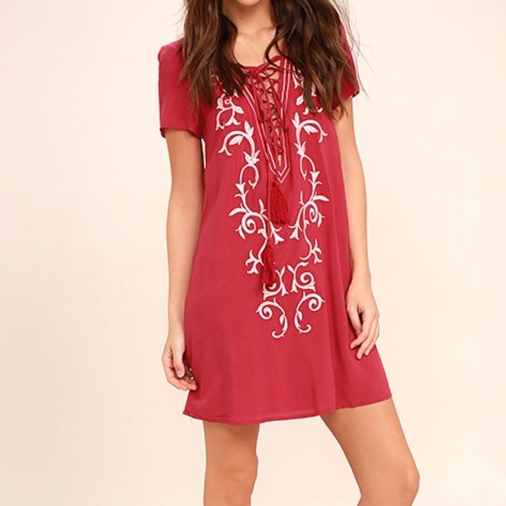 Red Shift Dress